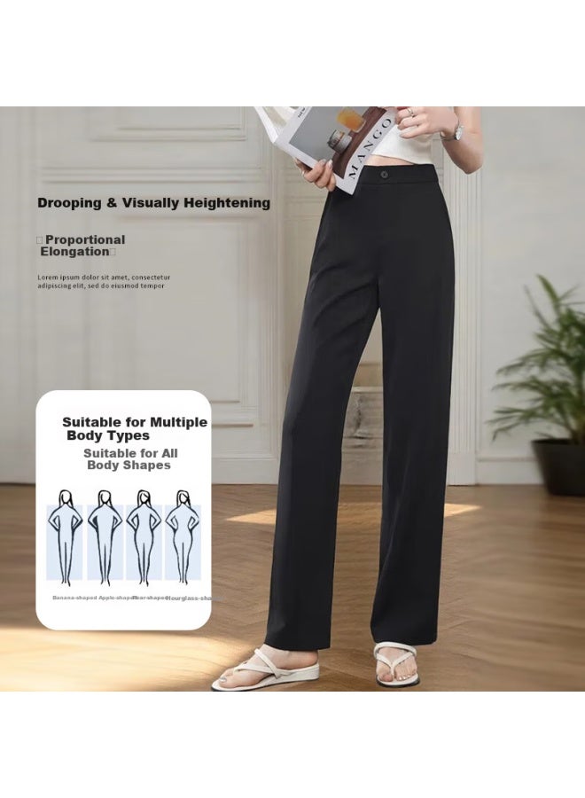 Teluoman Summer Thin Casual Suit Pants Women's Trousers Professional Straight-leg Pants Slimming Versatile Interview Formal Pants Micro Flared Pants - Image 2