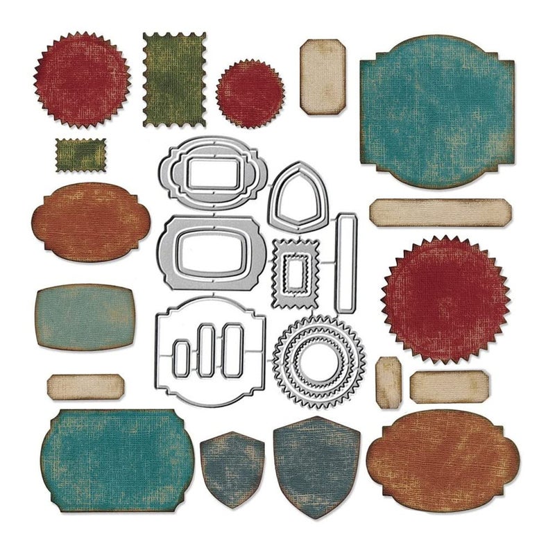 AHTOLS 17pcs Label Cutting DiesTags Banner Die Cuts Metal Embossing Stencils Template Mould for Card Scrapbooking and DIY Craft Album Paper Card Decor