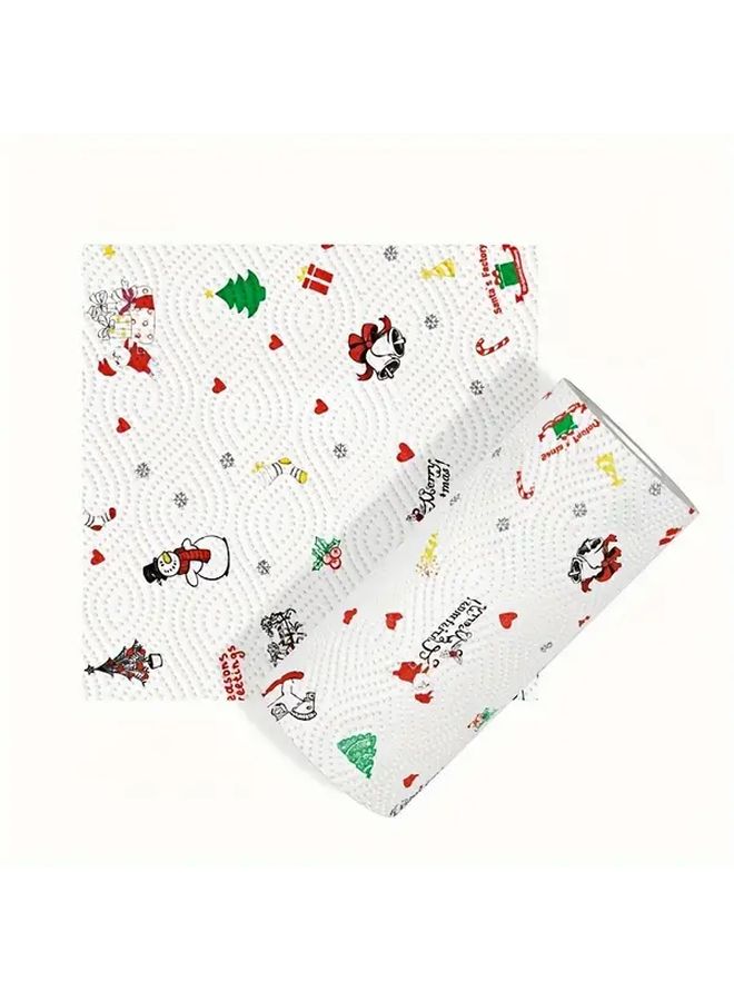 Extra Thick 4 Ply Heavy Duty Christmas Paper Towels Festive Season Prints Red Green Snowmen Gingerbread Candy Canes Design Oil Resistant Reusable Continuous Roll Wet Dry Multi Purpose Wipes - Image 5