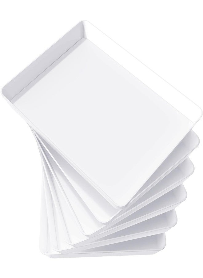 Lifewit Plastic Serving Tray for Party Supplies, 16" x 12" White Trays for Serving Food, Reusable Large Platter for Buffet, Fruit, Dessert, Snack, Veggie, Kitchen and Outdoor Use, Rectangle, 6 Pcs - Image 1