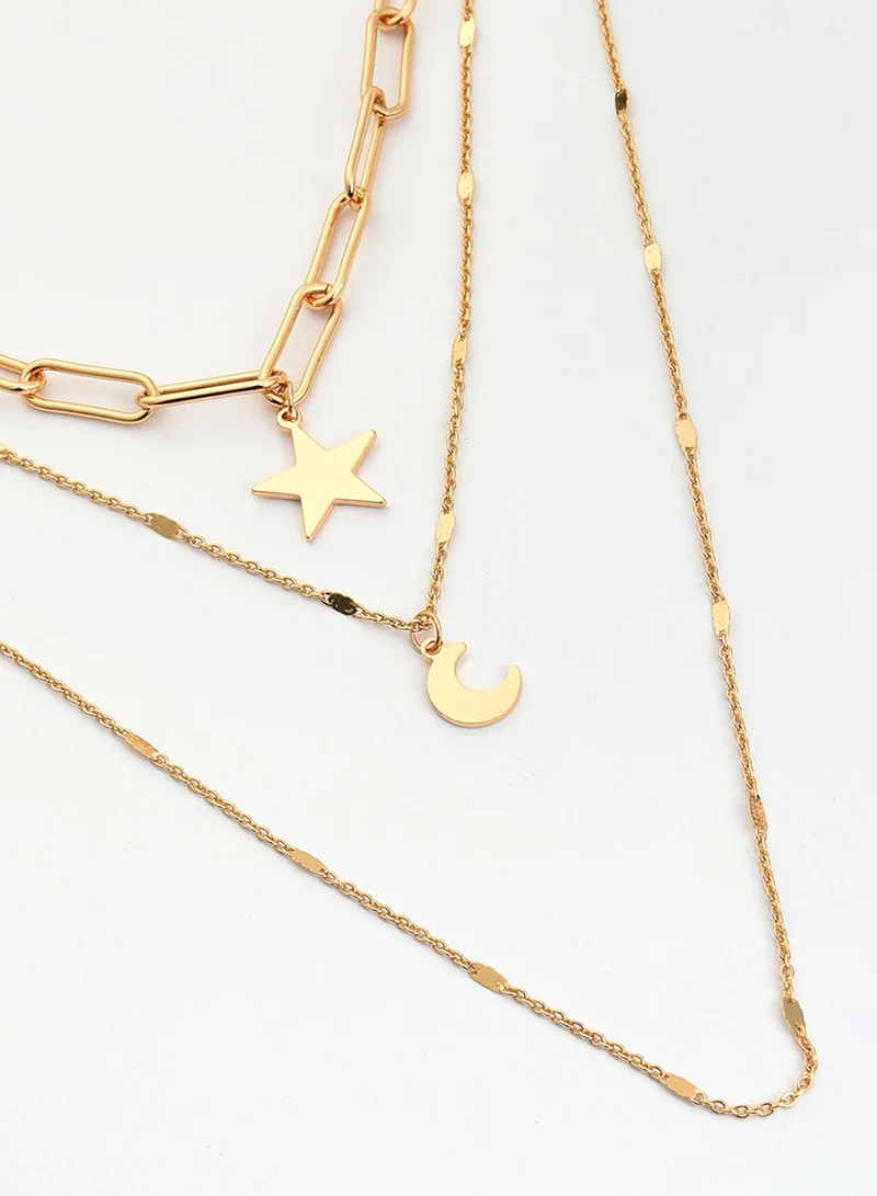 SOHI Set Of 3 Brass Layered Artificial Necklace Jewellery