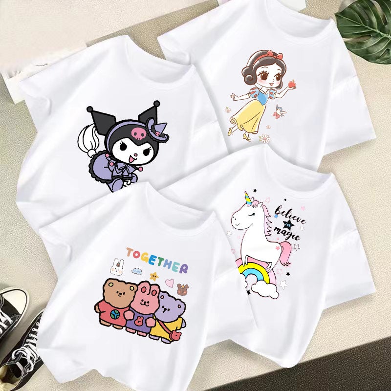 Children's Short-Sleeved Pure Cotton 2024 New Summer Clothing for Boys and Girls, Stylish T-Shirts, Baby Fashion Base Shirts, Cross-Border Children's Clothing - Image 2