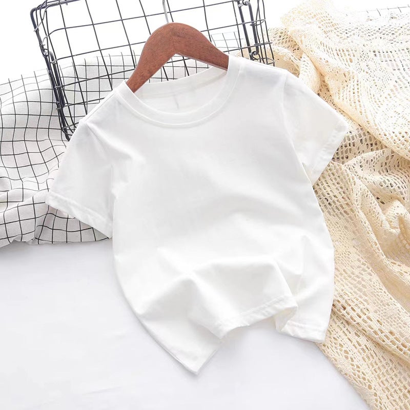 Children's Short-Sleeved Pure Cotton 2024 New Summer Clothing for Boys and Girls, Stylish T-Shirts, Baby Fashion Base Shirts, Cross-Border Children's Clothing - Image 1