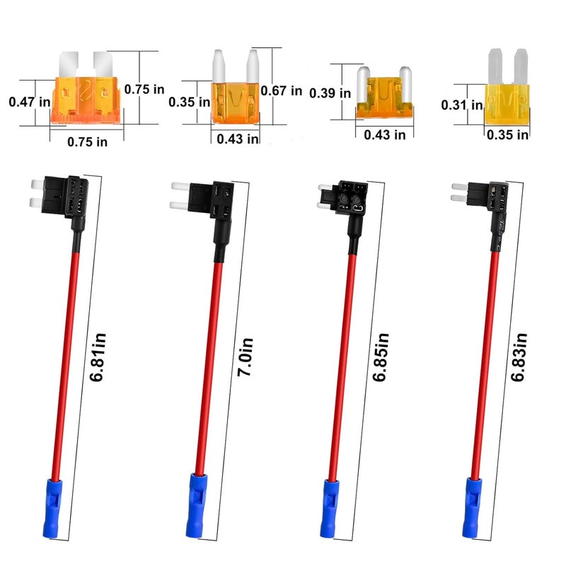 MuHize Fuse Taps - 4 Types 12 Pack Add-A-Circuit Adapters for Micro2/Mini/ATC/ATS Low Profile Fuses, Easy Plug & Play Installation for Dash Cams, LED Lights (12V Car/Truck) - Image 4