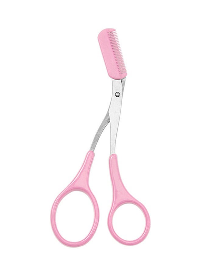 Generic Eyebrow Shaping Scissor Trimmer with Comb Pink  - Image 1