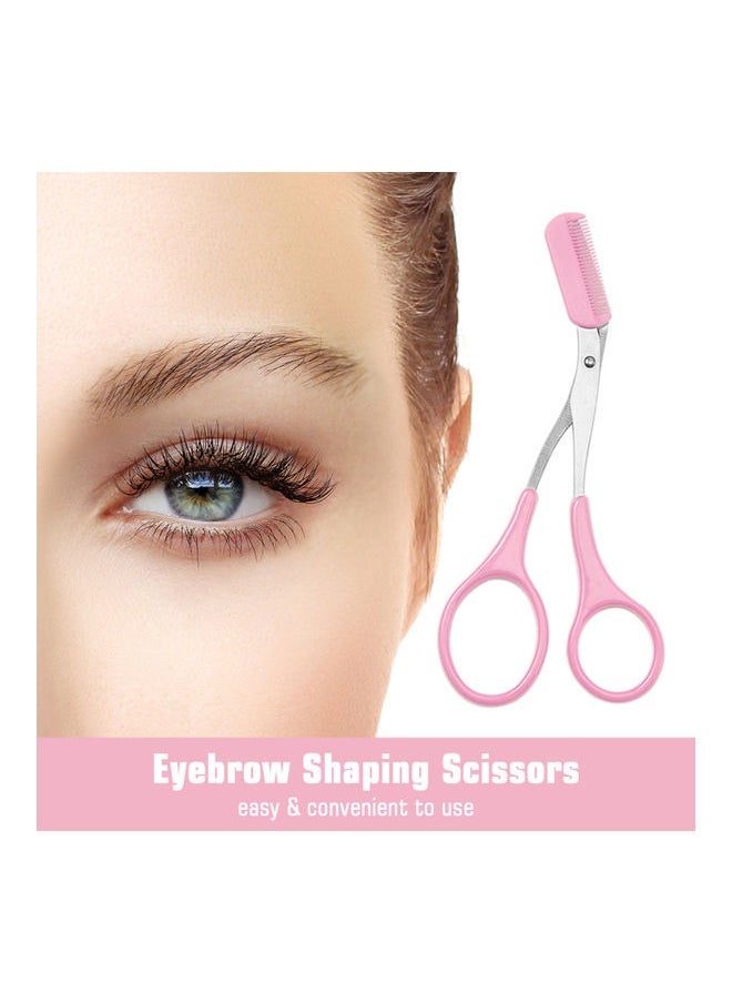 Generic Eyebrow Shaping Scissor Trimmer with Comb Pink  - Image 3