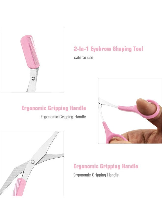 Generic Eyebrow Shaping Scissor Trimmer with Comb Pink  - Image 4