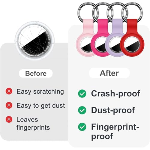 Linsaner Case for AirTag 2nd Gen (2026) & 1st Gen, Silicone Holder Keychain Key Ring, Protective Cover for Air Tags, GPS Finder Accessories for Bags, Pets, Kids, Luggage,Pink/Hot Pink/Light Purple/Red - Image 5