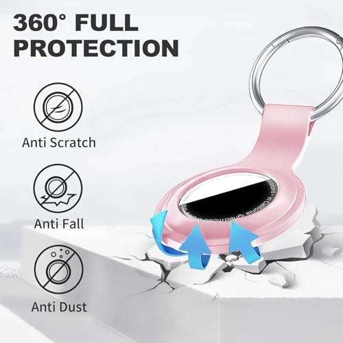 Linsaner Case for AirTag 2nd Gen (2026) & 1st Gen, Silicone Holder Keychain Key Ring, Protective Cover for Air Tags, GPS Finder Accessories for Bags, Pets, Kids, Luggage,Pink/Hot Pink/Light Purple/Red - Image 2