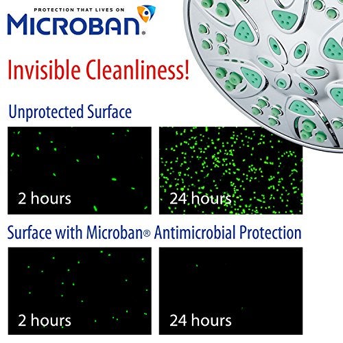 AquaDance Antimicrobial – Anti-Clog High-Pressure 6-Setting Shower Head with Microban Nozzle Protection from Growth of Mold, Mildew & Bacteria for Stronger Shower! 4" Coral Green - Image 3