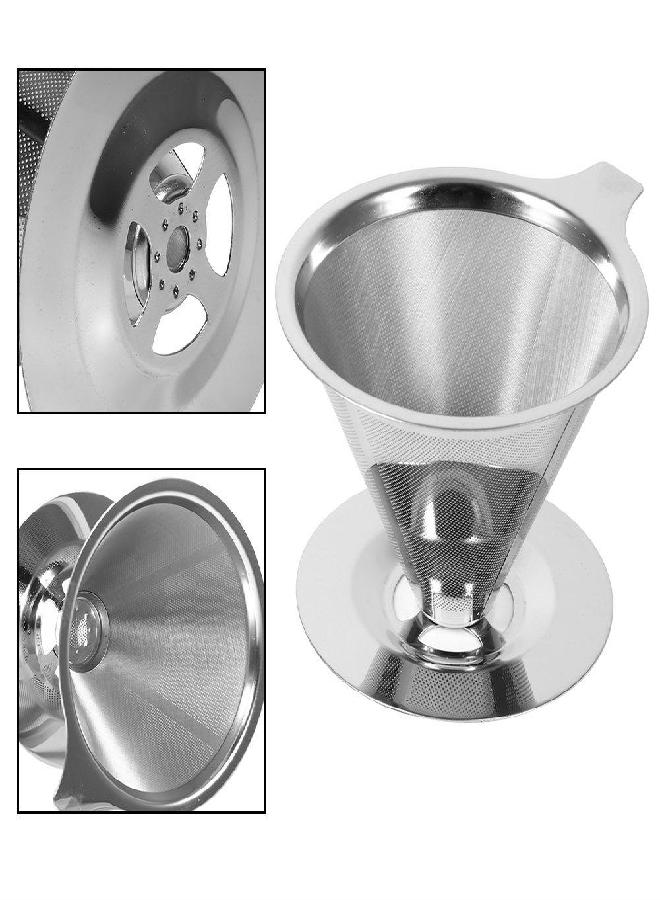 Fdit Pour Over Coffee Dripper Stainless Steel Double Layer Mesh Filter Cup Pour Over Coffee Maker for Outdoor Hiking Backpacking Use  - Image 1