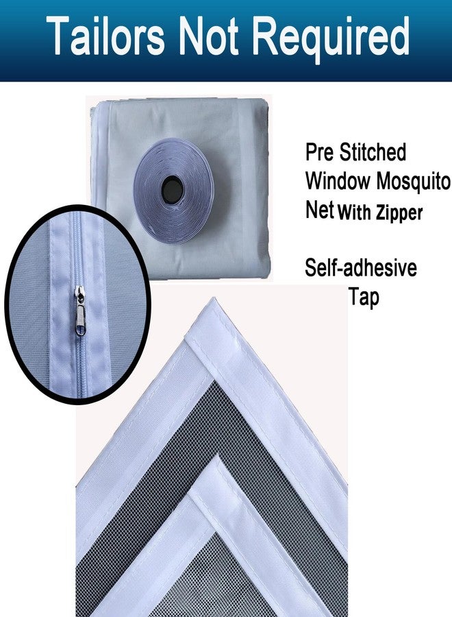 WNE Jaliwale Pre-Stitched Fiberglass Window Mosquito Net with Zipper, Self Adhesive Hook Tape, Size:Height 180cm x Width 120cm (70.86x47.24Inches or 5.90x3.93ft) Colour - White - Image 4