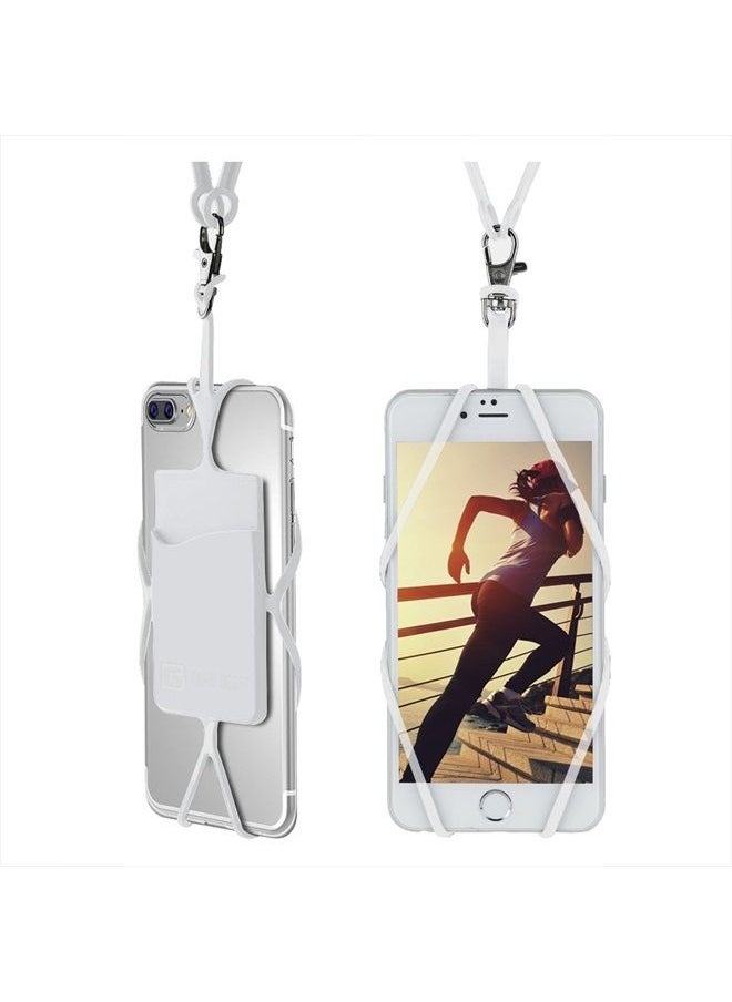 Gear Beast - Cell Phone Lanyard - Universal Neck Phone Holder w/Card Pocket and Silicone Neck Strap - Compatible with Most Smartphones, Clear - Image 1