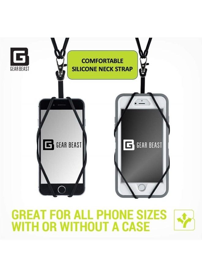 Gear Beast - Cell Phone Lanyard - Universal Neck Phone Holder w/Card Pocket and Silicone Neck Strap - Compatible with Most Smartphones, Clear - Image 1