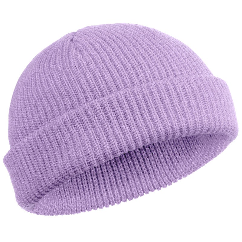 SATINIOR Trawler Beanie Watch Hat Roll-up Edge Skullcap Fisherman Beanie for Men Women Taro Purple - Image 1