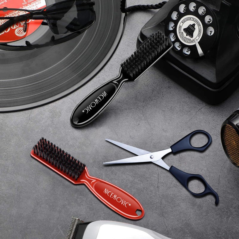 NICEMOVIC Barber Clipper Cleaning Brushes, 10 Pcs Plastic Handle Nylon Bristles, Anti-Slip Handle Mini Brush Bulk Set, Duster Manicure Brush for Hair Styling Tools, Kitchen Sink, Shoes (Black&Red) - Image 5
