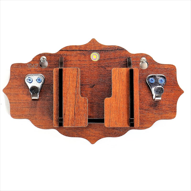 US DZIRE - THE BRAND OF LIFESTYLE US DZIRE THE BRAND OF LIFESTYLE Modern Wooden Key Holder Mobile Charging Stand Cloth Hanger for Home Living Room Kitchen Wooden Handcrafted Wall Dcor  - Image 4