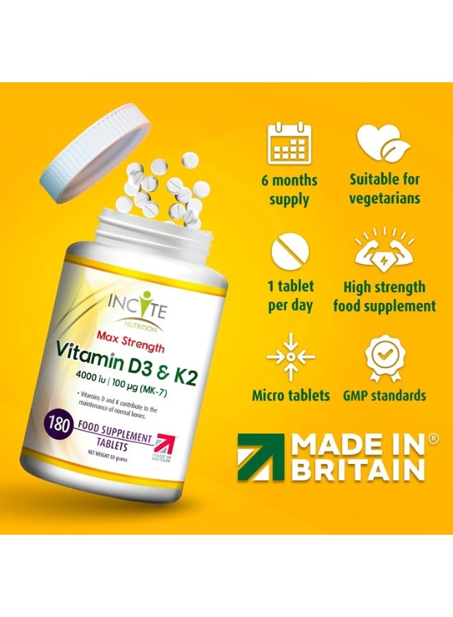 INCITE Vitamin D3 4000IU and K2 MK-7 100ucg - 180 Tablets - Immune Function Wellness UK - Image 2