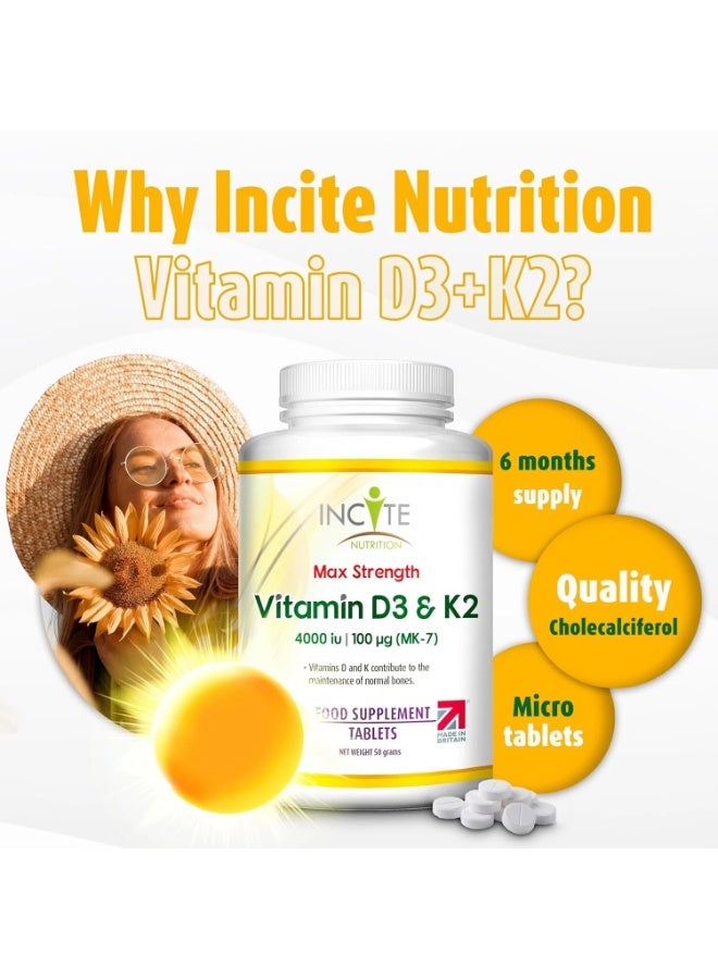 INCITE Vitamin D3 4000IU and K2 MK-7 100ucg - 180 Tablets - Immune Function Wellness UK - Image 4