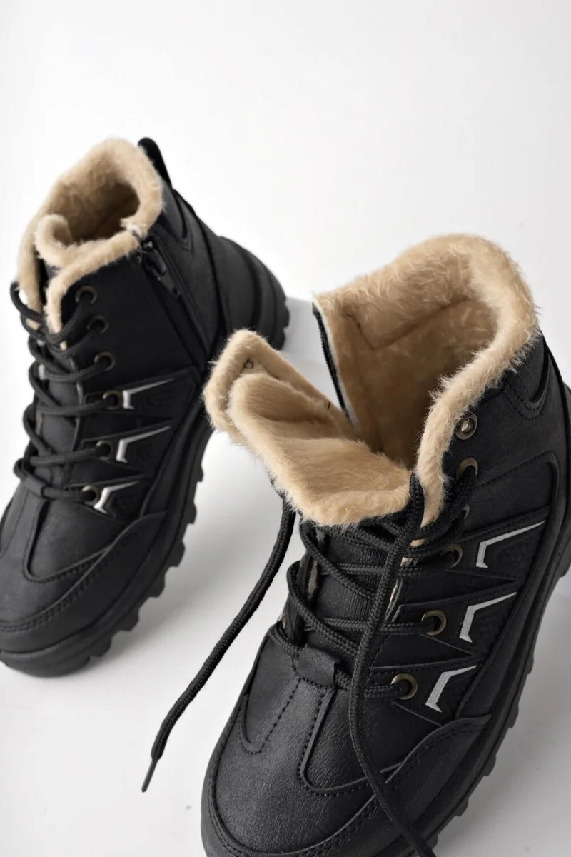 muggo Toni Guaranteed Lace Up Fur Inside Zippered Unisex Outdoor Winter Boots