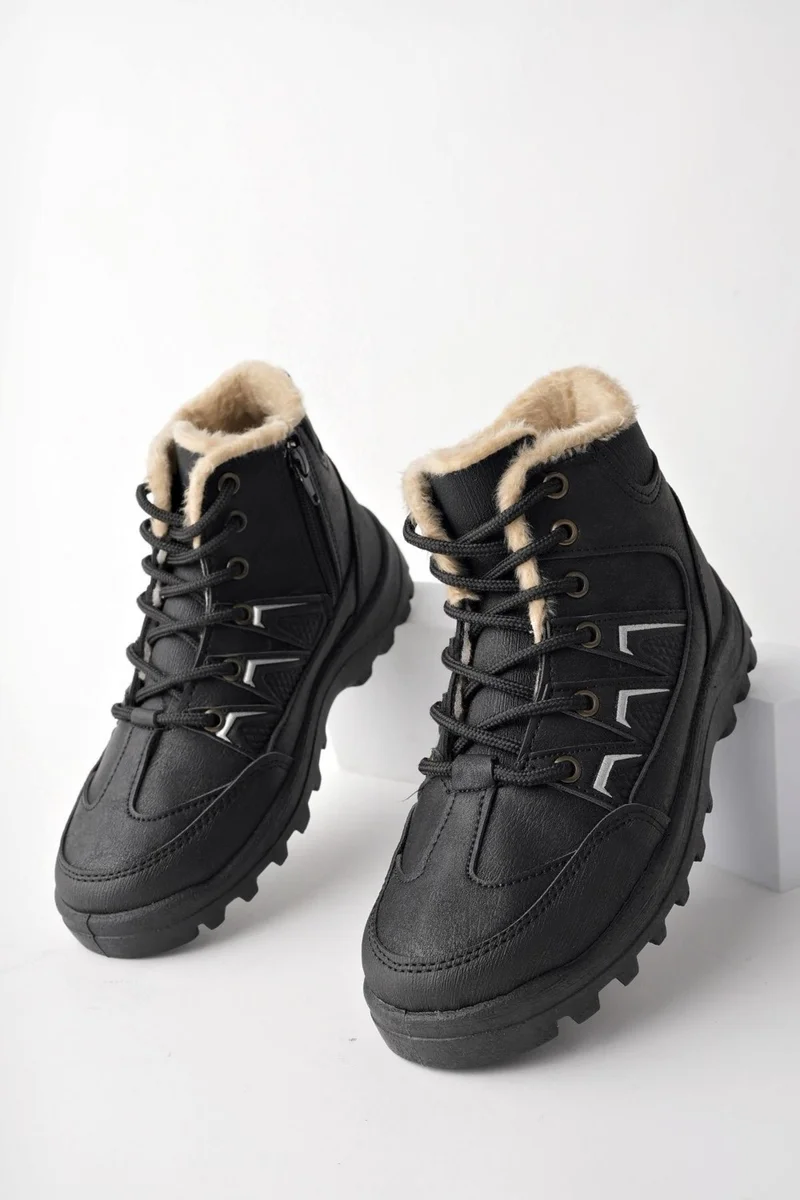 muggo Toni Guaranteed Lace Up Fur Inside Zippered Unisex Outdoor Winter Boots