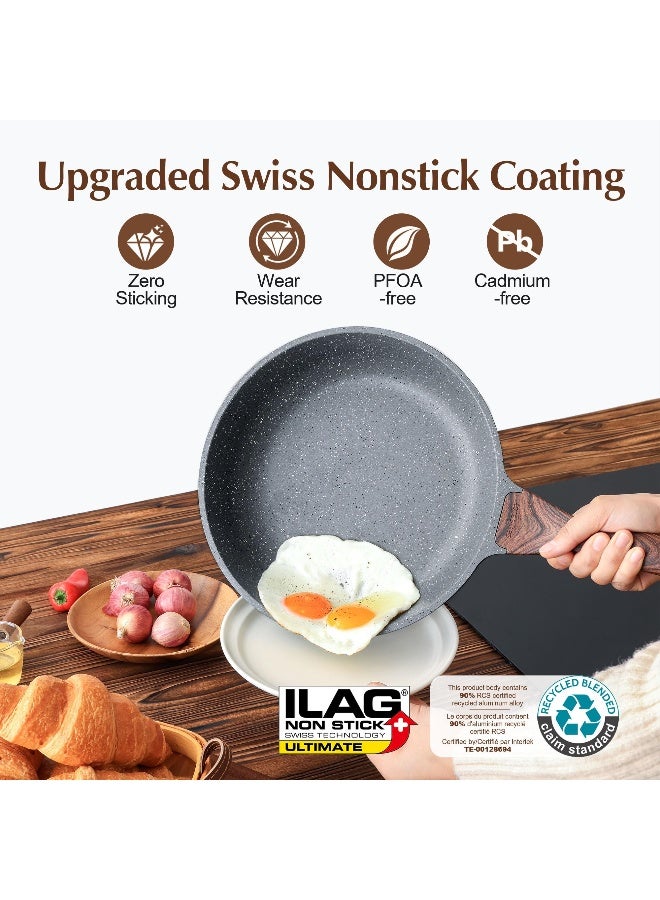 SENSARTE Nonstick Frying Pan Skillet, Swiss Granite Coating Omelette Pan, Healthy Stone Cookware Chef's Pan, PFOA Free (8/9.5/10/11/12.5 Inch) (9.5 Inch) - Image 2