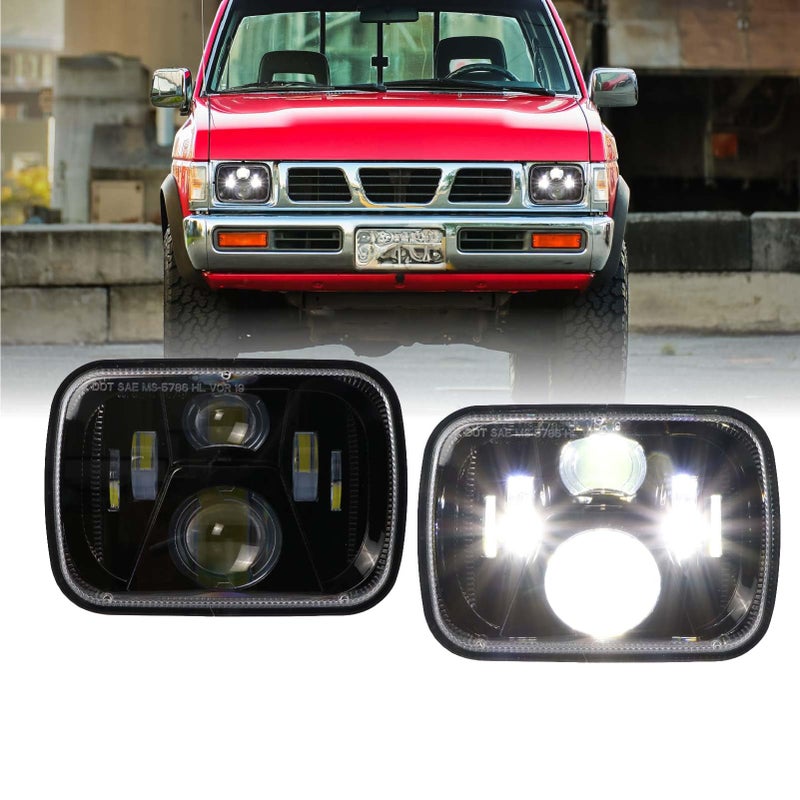 USR 8697 Pickup Hardbody 7x6 H6054 LED Sealed Beam Projector Headlight LowHigh Beam Black H6052 Headlamp Assembly Pair Compatible with 19861997 Nissan PickUp Hardbody Truck D21