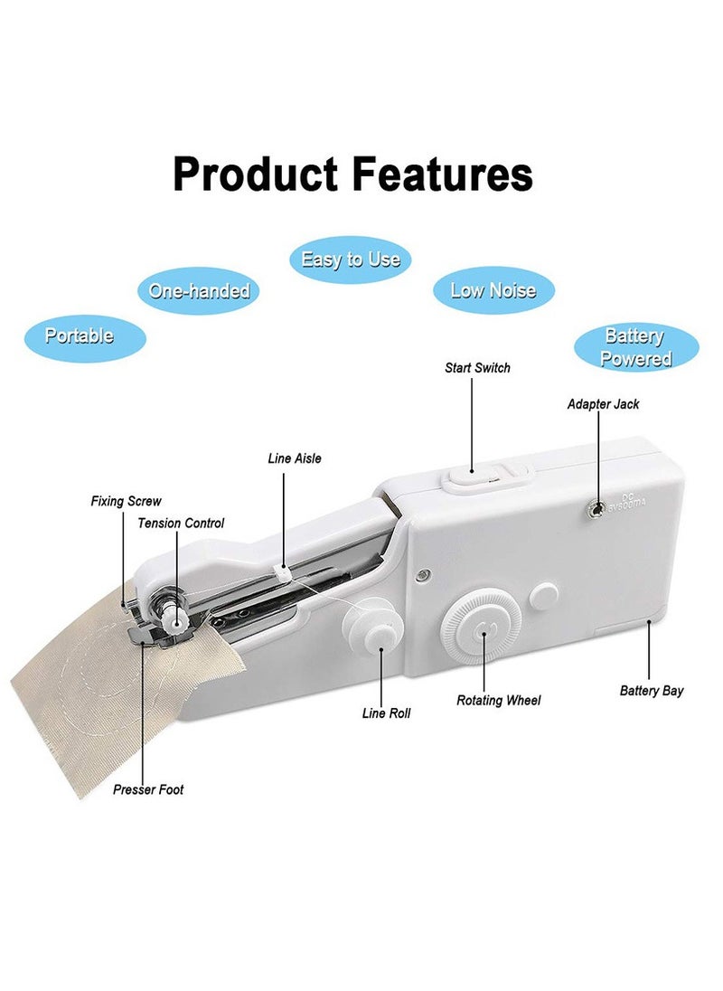 Furtey Handheld Sewing Machine,Mini Sewing Machine for Beginners and Adults Quick Stitching,Portable Sewing Machine with Sewing Supplies Suitable for Home,Travel,DIY  - Image 2