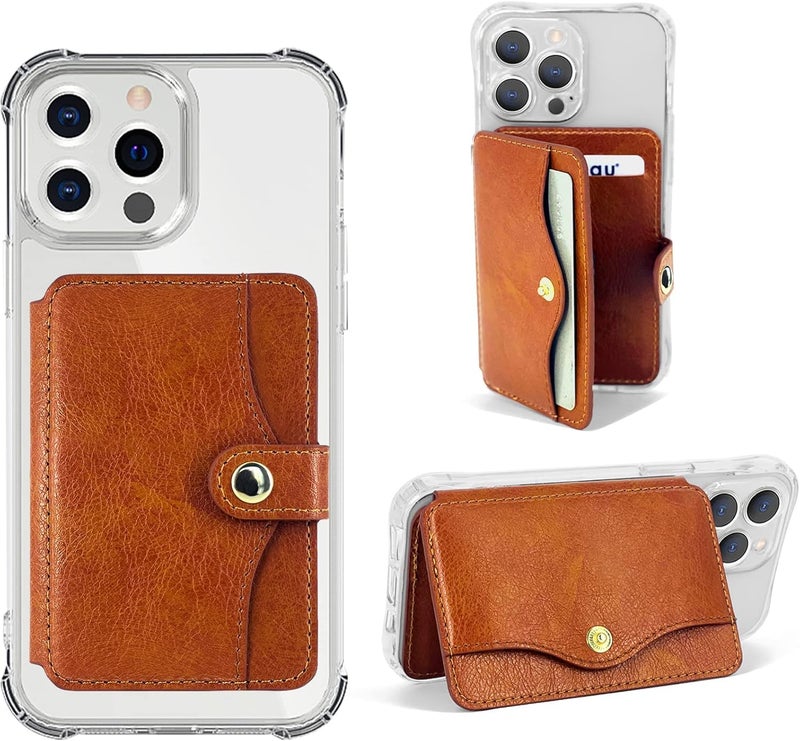 M-Plateau Phone Purse with Slim 3M Sticker iPhone 13 Pro Max case for iPhone 12& 11 6.1 Inches/Google Pixel 6 /Samsung Galaxy Most Android Smartphones (Brown) - Image 1