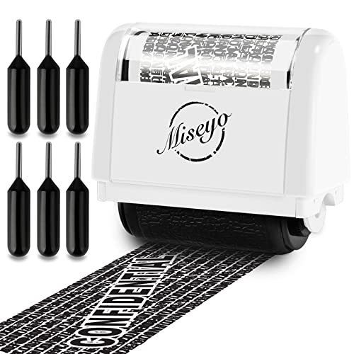 Miseyo Identity Theft Protection Roller Stamp Set - White (6 Refill Ink Incleded) - Image 1