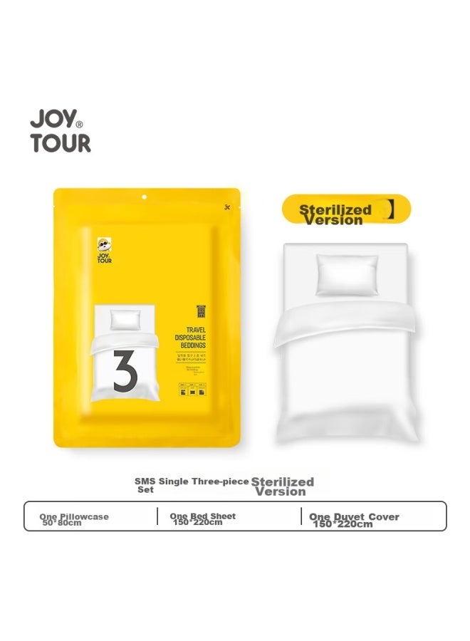 JOY TOUR Joytour Disposable Bed Sheet, Duvet Cover, Pillowcase, Sms Sterilized, Thickened Bedding Set, Three-piece Hotel Hygiene Protection, Single Size - Image 1