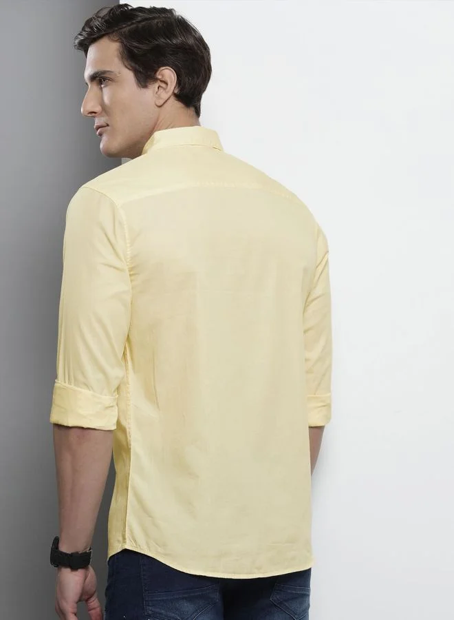 The Indian Garage Co Men Slim Fit Solid Full Sleeves Spread Collar Casual Shirt