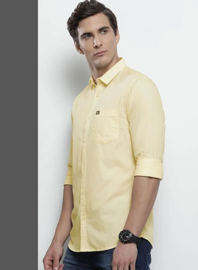 The Indian Garage Co Men Slim Fit Solid Full Sleeves Spread Collar Casual Shirt
