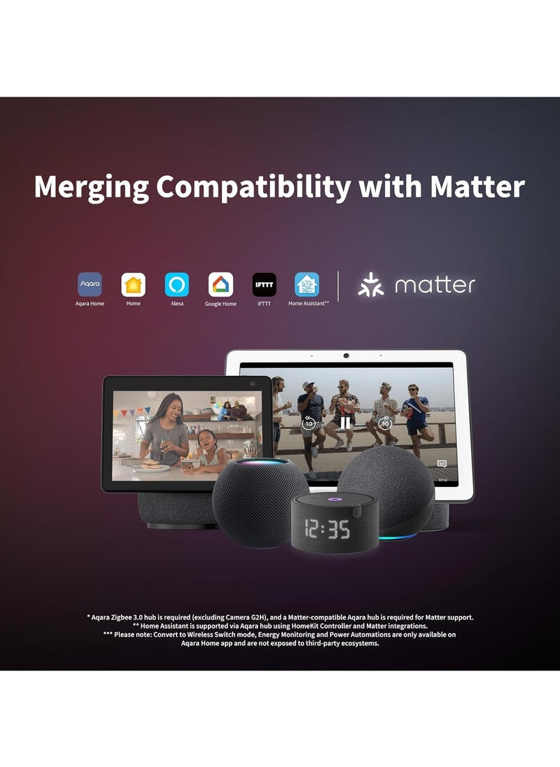 Aqara - Dual Relay Module T2 with Matter,Requires Aqara Zigbee 3.0 Hub,Dry Contact Mode for Garage Doors and Boilers, Roller Shade Switch & Light Switch,Supports Homekit and Alexa - Image 1