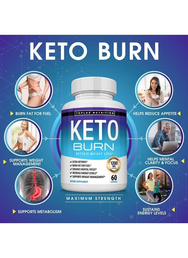 Toplux - Keto Burn Pills Ketosis Weight Loss 1200 Mg Ultra Advanced Natural Ketogenic Fat Burner Using Ketone Diet For Men Women 60 Capsules Supplement - Image 1