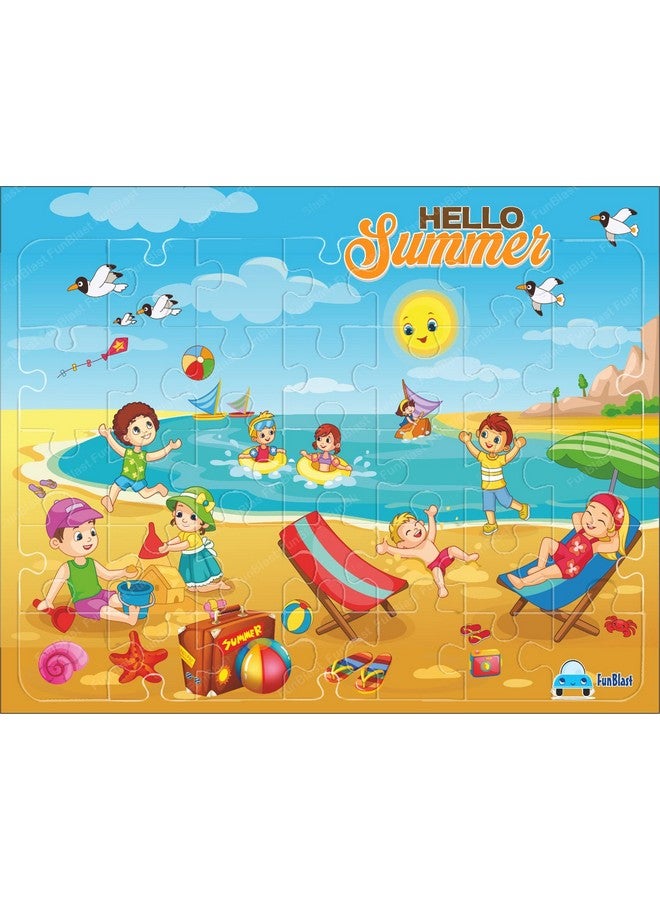 FunBlast Puzzles for Kids - 35 Pcs Summer Season Jigsaw Puzzle for Kids of Age 3-5 Years, Acrylic Board Jigsaw Puzzles, Floor Puzzle for Children, Learning and Educational Jigsaw Puzzle Toys (Multicolor) - Image 1