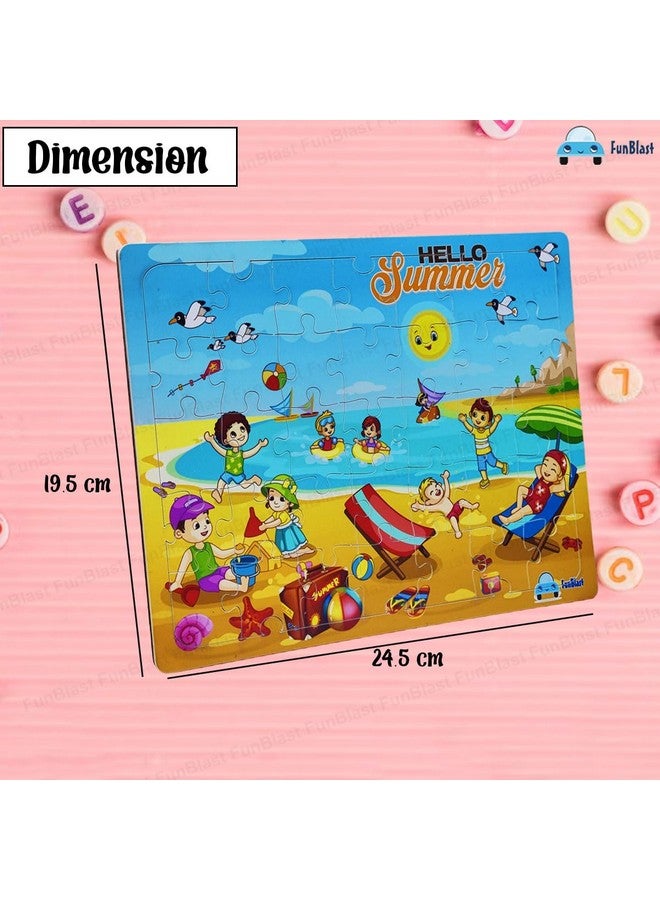 FunBlast Puzzles for Kids - 35 Pcs Summer Season Jigsaw Puzzle for Kids of Age 3-5 Years, Acrylic Board Jigsaw Puzzles, Floor Puzzle for Children, Learning and Educational Jigsaw Puzzle Toys (Multicolor) - Image 2