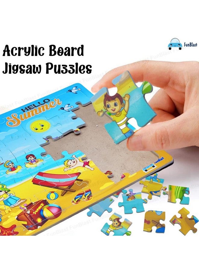 FunBlast Puzzles for Kids - 35 Pcs Summer Season Jigsaw Puzzle for Kids of Age 3-5 Years, Acrylic Board Jigsaw Puzzles, Floor Puzzle for Children, Learning and Educational Jigsaw Puzzle Toys (Multicolor) - Image 3