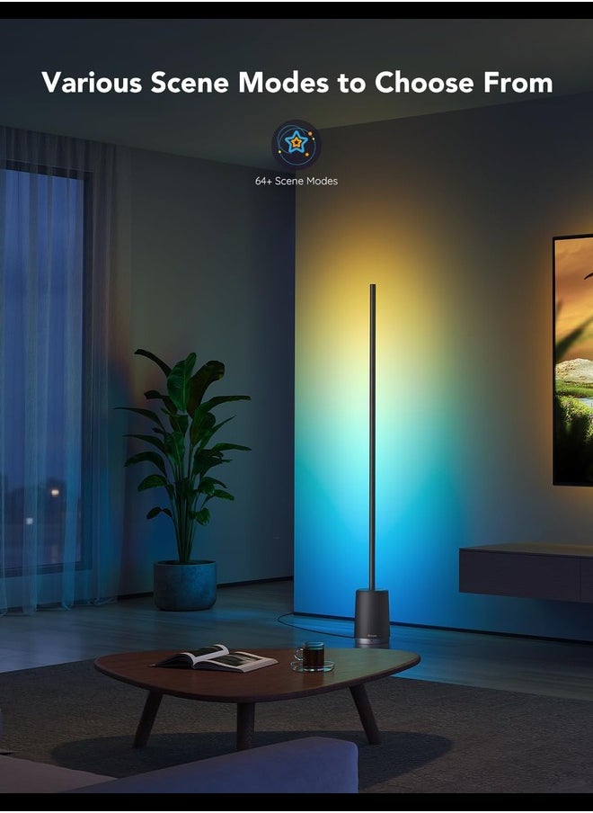 Govee - RGBIC Floor Lamp, Modern LED Lyra Corner Lamp with 64+ Scene & Music Modes, 1500 Lumens, DIY Mode, Smart Remote Control Standing Floor Lamp for Bedroom, Living Room, Gaming Room, Black - Image 1