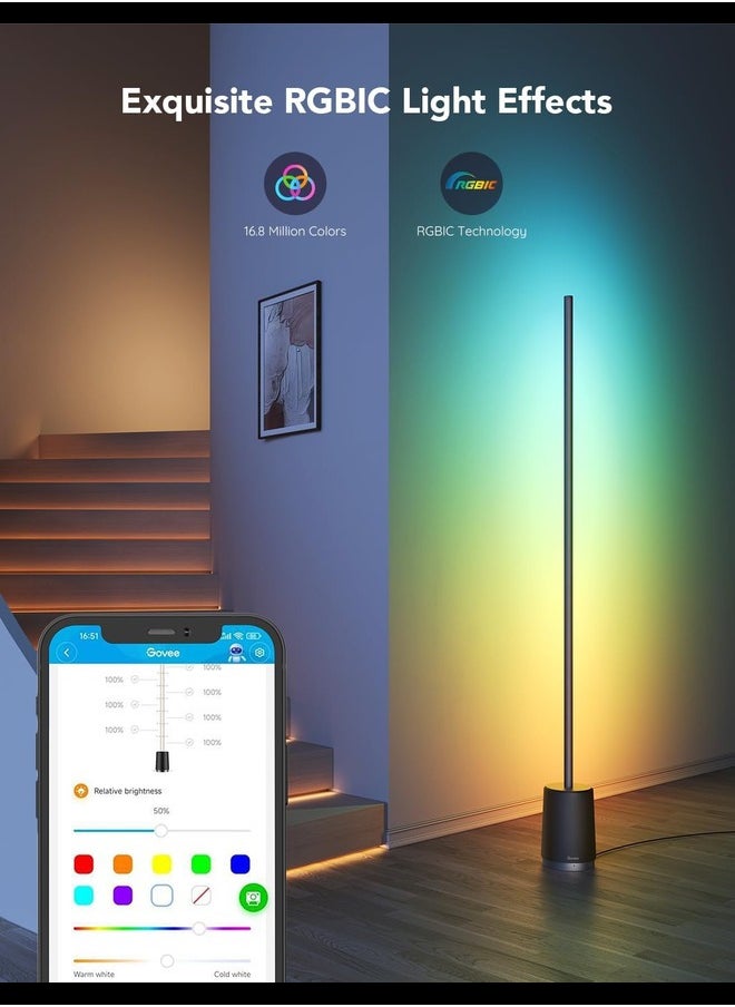 Govee - RGBIC Floor Lamp, Modern LED Lyra Corner Lamp with 64+ Scene & Music Modes, 1500 Lumens, DIY Mode, Smart Remote Control Standing Floor Lamp for Bedroom, Living Room, Gaming Room, Black - Image 1
