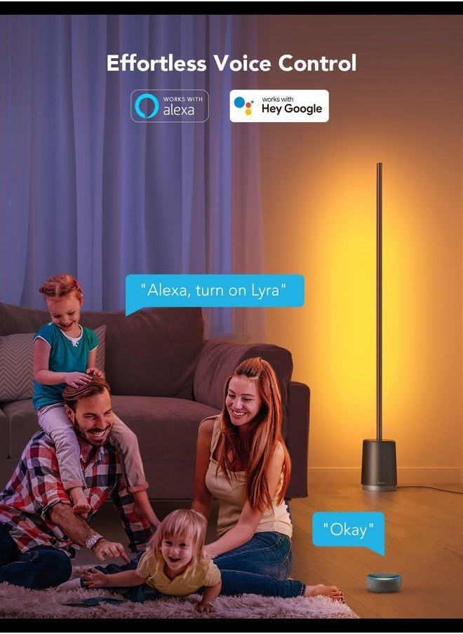 Govee - RGBIC Floor Lamp, Modern LED Lyra Corner Lamp with 64+ Scene & Music Modes, 1500 Lumens, DIY Mode, Smart Remote Control Standing Floor Lamp for Bedroom, Living Room, Gaming Room, Black - Image 1