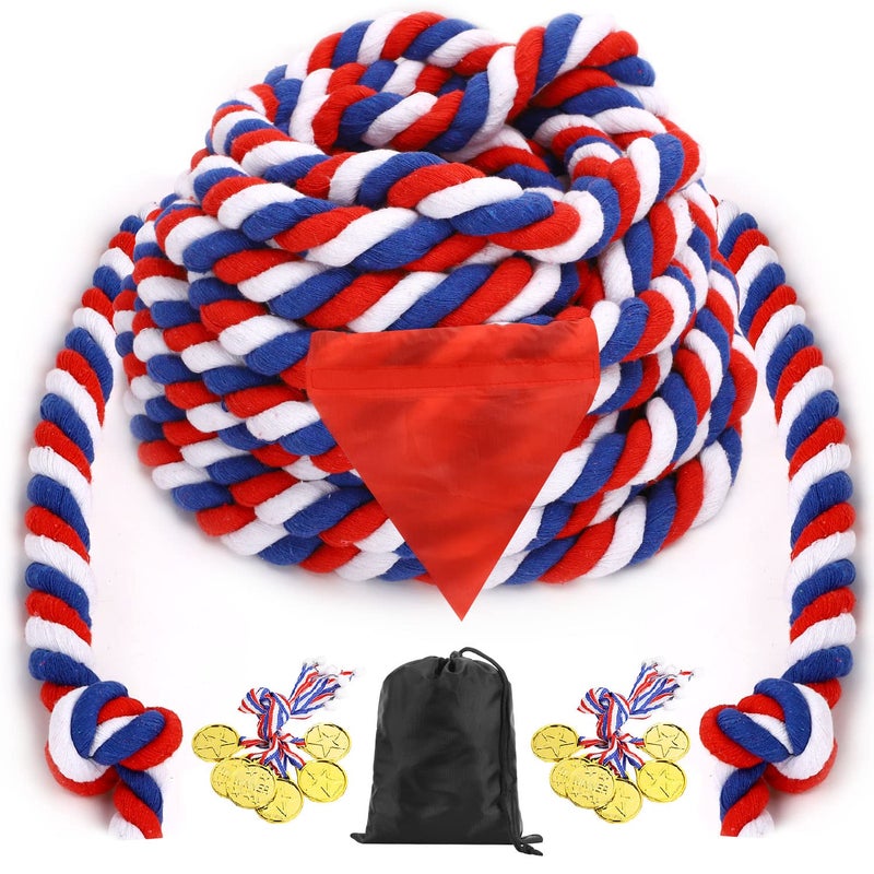 JHkim Tug of War Rope - 40FT War Rope for Family Reunion Games  Field Day Yard Games for Kid and Adult  Independence Patriotic Day Party Games  Outside Sports Activities  Carnival Games Outdoor - Image 1