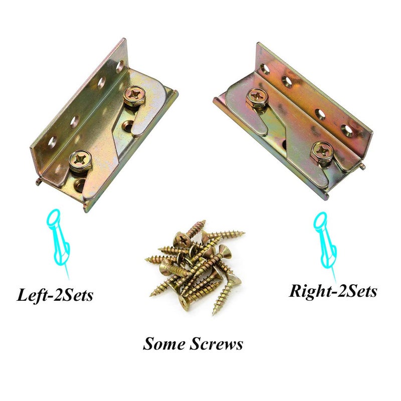 Socell 4 Sets Bed Rail Brackets Heavy Duty No-Mortise Bed Rail Fittings Wooden Bed Frame Connectors with Screws for Headboards Footboards Hold - Image 4