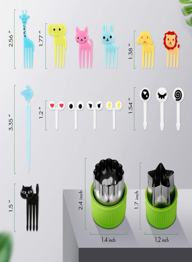 Patelai 78 Pcs Vegetable Cutter Shape Set Includes 12 Pcs Stainless Steel Mini Cookie Cutters and 66 Pcs Cute Cartoon Animal Bento Picks and Forks for Kids Baking and Food Supplement - Image 2