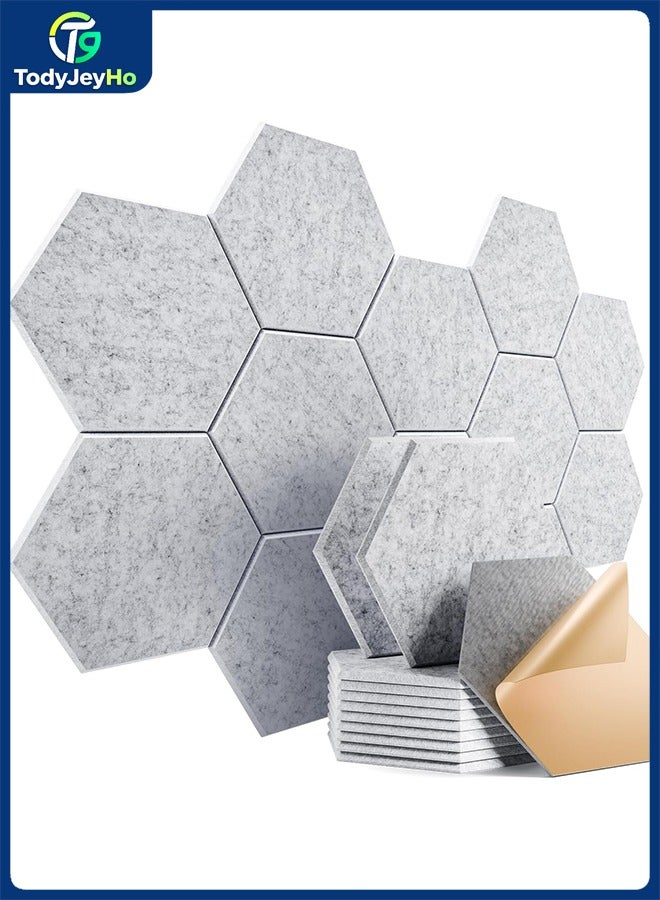 TodyJeyHo 12 Pack Self-adhesive Acoustic Panels 12" X 10" X 0.4" - Sound Proof Foam Panels with High Density, Hexagonal Design, Flame Resistant, Absorb Noise and Eliminate Echoes(Silver Gray) - Image 1