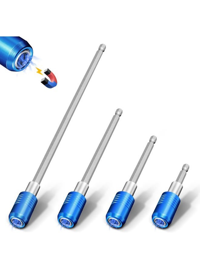 BLACKROBOT 4-Piece Drill Bit Extension Set, Magnetic Quick Change Impact Bit Holder in 2.5", 4", 6", 12" Sizes, for 1/4" Hex Drives, CR-V Steel, Ideal for Screwdriver Bits, Nuts, Drills - Image 1