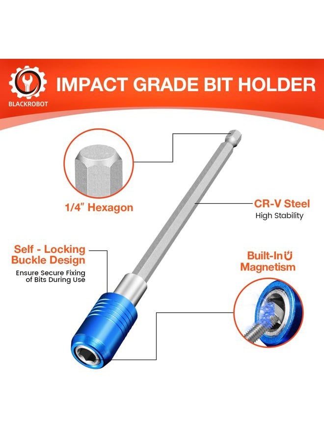 BLACKROBOT 4-Piece Drill Bit Extension Set, Magnetic Quick Change Impact Bit Holder in 2.5", 4", 6", 12" Sizes, for 1/4" Hex Drives, CR-V Steel, Ideal for Screwdriver Bits, Nuts, Drills - Image 3