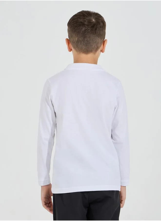 Styli Solid Polo T-Shirt with Full Sleeves