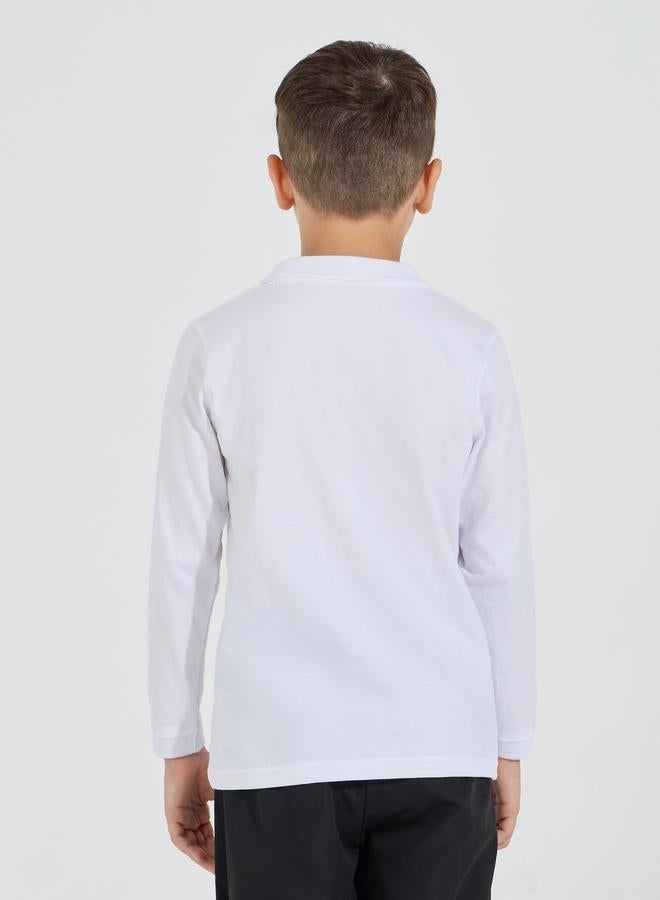 Styli Solid Polo T-Shirt With Full Sleeves - Image 5