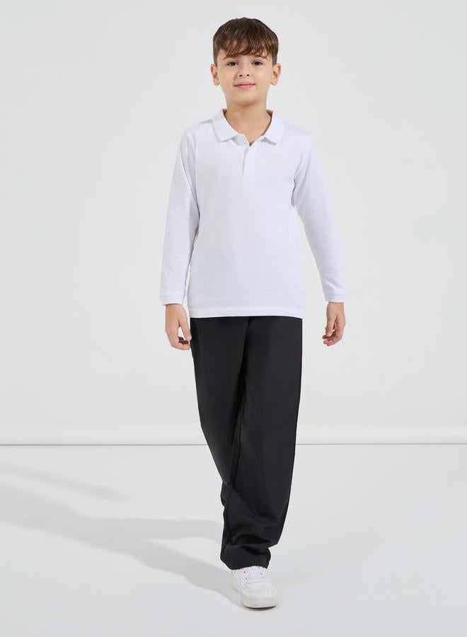 Styli Solid Polo T-Shirt With Full Sleeves - Image 2